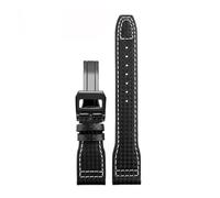 SYFCSEW Compatible con IWC Pilot Mark Little Prince IWC Correa de cuero genuino portugués Pulsera con patrón de fibra de carbono Correa de reloj 20 mm 21 mm 22 mm(White line-black,21mm)