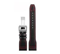 SYFCSEW Compatible con IWC Pilot Mark Little Prince IWC Correa de cuero genuino portugués Pulsera con patrón de fibra de carbono Correa de reloj 20 mm 21 mm 22 mm(Red line-silver,20mm)