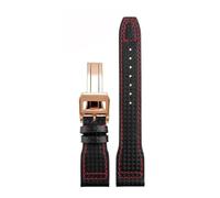 SYFCSEW Compatible con IWC Pilot Mark Little Prince IWC Correa de cuero genuino portugués Pulsera con patrón de fibra de carbono Correa de reloj 20 mm 21 mm 22 mm(Red line-rosegold,22mm)