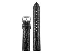 SYFCSEW Compatible con la correa de reloj de cocodrilo genuina for mujer Cartier London Solo Tank de 16 mm, 17 mm, 18 mm, 19 mm, 20 mm, pulsera de piel de cocodrilo americana for hombres(Black-silver