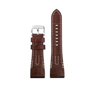 SYFCSEW Compatible con Seiko VELATURA/SRH Series SPC007 SPC007J1 SRH013 Correa de reloj de piel de vaca Correa de reloj de goma de silicona de 26 mm Pulsera for hombre con herramientas(Brown-silver)