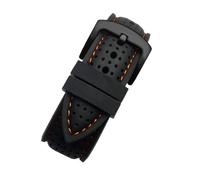 SYFCSEW Correa de caucho de silicona suave y transpirable Correa de reloj impermeable for hombres 20 mm 22 mm 24 mm Compatible con cadena de reloj deportivo Seiko Citizen Mido Tissot(Orange line-black
