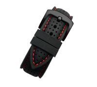 SYFCSEW Correa de caucho de silicona suave y transpirable Correa de reloj impermeable for hombres 20 mm 22 mm 24 mm Compatible con cadena de reloj deportivo Seiko Citizen Mido Tissot(Red line-black,20