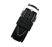 SYFCSEW Correa de caucho de silicona suave y transpirable Correa de reloj impermeable for hombres 20 mm 22 mm 24 mm Compatible con cadena de reloj deportivo Seiko Citizen Mido Tissot(White line-silver