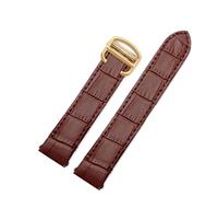 SYFCSEW Correa de cuero de liberación rápida de 19 mm y 21 mm compatible con Cartier Santos Classic Style WSSA0009 WSSA0010 WSSA0018 Nueva cadena de correa de reloj SANTOS(Brown-gold,21mm)