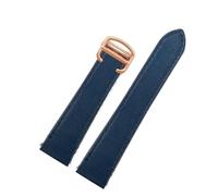 SYFCSEW Correa de cuero de liberación rápida de 19 mm y 21 mm compatible con Cartier Santos Classic Style WSSA0009 WSSA0010 WSSA0018 Nueva cadena de correa de reloj SANTOS(Blue-rose gold,19mm)