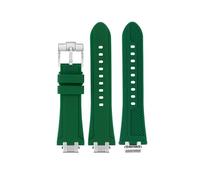 SYFCSEW Correa de goma de silicona compatible con la serie MAURICE LACROIX AIKON Correa de reloj AI6008 AI6007 AI6038 AI6058 AI1108 Correa de reloj de liberación rápida(Green-silver A,For AI6007 serie