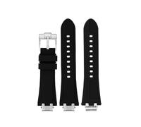 SYFCSEW Correa de goma de silicona compatible con la serie MAURICE LACROIX AIKON Correa de reloj AI6008 AI6007 AI6038 AI6058 AI1108 Correa de reloj de liberación rápida(Black-silver A,For AI6006 serie