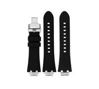 SYFCSEW Correa de goma de silicona compatible con la serie MAURICE LACROIX AIKON Correa de reloj AI6008 AI6007 AI6038 AI6058 AI1108 Correa de reloj de liberación rápida(Black-silver B,For AI6038 serie