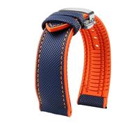 SYFCSEW Correa de reloj con parte inferior de silicona a cuadros de fibra de carbono de nailon compatible con Seiko PROSPEX Omega compatible con pulsera de goma deportiva Casio 20 mm 21 mm 22 mm(Blue
