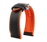 SYFCSEW Correa de reloj con parte inferior de silicona a cuadros de fibra de carbono de nailon compatible con Seiko PROSPEX Omega compatible con pulsera de goma deportiva Casio 20 mm 21 mm 22 mm(Black