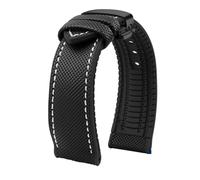 SYFCSEW Correa de reloj con parte inferior de silicona a cuadros de fibra de carbono de nailon compatible con Seiko PROSPEX Omega compatible con pulsera de goma deportiva Casio 20 mm 21 mm 22 mm(Black