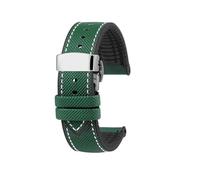 SYFCSEW Correa de reloj con parte inferior de silicona a cuadros de fibra de carbono de nailon compatible con Seiko PROSPEX Omega compatible con pulsera de goma deportiva Casio 20 mm 21 mm 22 mm(Green
