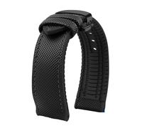 SYFCSEW Correa de reloj con parte inferior de silicona a cuadros de fibra de carbono de nailon compatible con Seiko PROSPEX Omega compatible con pulsera de goma deportiva Casio 20 mm 21 mm 22 mm(Black