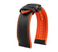 SYFCSEW Correa de reloj con parte inferior de silicona a cuadros de fibra de carbono de nailon compatible con Seiko PROSPEX Omega compatible con pulsera de goma deportiva Casio 20 mm 21 mm 22 mm(Black