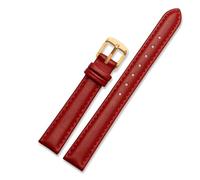 SYFCSEW Correa de reloj de cuero genuino compatible con Casio Citizen Fossil, correa de reloj lisa, pulsera Folli for mujer, azul, rosa, marrón, 14 mm, 16 mm, 18 mm, 20 mm(Red-gold,20mm)