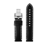 SYFCSEW Correa de reloj de cuero vintage compatible con la serie TISSOT T125.617 for hombre, correa de reloj Fossil Seiko, pulsera negra y marrón de 22 mm(Black-silver B)