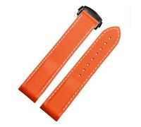 SYFCSEW Correa de reloj de goma con extremo curvado de 20 mm y 22 mm compatible con Omega Seamaster 300 Hamilton Tudor Seiko Water Ghost Correa de reloj impermeable(Orange white-black,20mm)