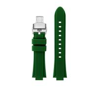 SYFCSEW Correa de reloj de goma de silicona compatible con Maserati Trident R8821108039 R8821108038 Pulsera deportiva con correa for la boca personalizada de 21 mm y 24 mm(Green-silver B,21mm)