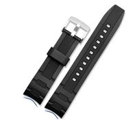 SYFCSEW Correa de reloj de goma de silicona con extremo curvado de 22 mm compatible con EDIFICE Compatible con Casio EFR-516/EFR-303L EFR-303/304 EFR-516PB Correa de reloj Pulsera deportiva(Black-silv