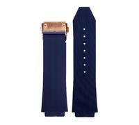 SYFCSEW Correa de reloj de goma de silicona de 25 * 19 mm compatible con Hublot BIG BANG Correa negra azul for hombres con hebilla de acero de mariposa con pulsera de reloj de herramientas(B Blue-rose