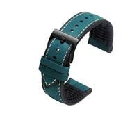 SYFCSEW Correa de reloj de silicona de cuero italiano compatible con correa Omega Hamilton Tudor Breitling Pulsera de reloj impermeable con parte inferior de goma 20 mm 22 mm(Blue-black A,20mm)