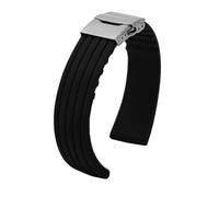 SYFCSEW Correa de reloj de silicona resistente al agua for deportes al aire libre compatible con Mido Tissot Seiko Oris pulsera de goma a rayas universal negra 18 mm 20 mm 22 mm(Black-silver,20mm)