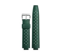 SYFCSEW Correa transpirable compatible con Tudor Submarine Pelago Battle Axe m25600 25500 25600 Cadena de reloj de goma Correa de reloj convexa impermeable de 22x12 mm(Green-silver A,22mm-12mm)