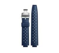SYFCSEW Correa transpirable compatible con Tudor Submarine Pelago Battle Axe m25600 25500 25600 Cadena de reloj de goma Correa de reloj convexa impermeable de 22x12 mm(Blue-silver B,22mm-12mm)