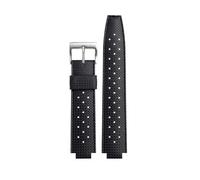 SYFCSEW Correa transpirable compatible con Tudor Submarine Pelago Battle Axe m25600 25500 25600 Cadena de reloj de goma Correa de reloj convexa impermeable de 22x12 mm(Black-silver A,20mm-10mm)
