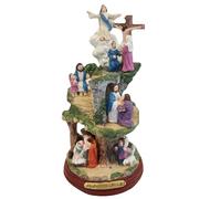 SYFUNLV Estatua de Jesús del nacimiento de Jesús en cuna, 15 cm, decoraciones para Navidad, Madonna María con niño Jesús, resina fundida de alta calidad, para decoración religiosa y relleno del hogar
