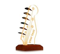 Syfunlv Light Up Guitarra Pick Holder,Guitarra Pick Display Stand,Acryl Kopfplatte Halter,mit Holzbasis,USB Powered Deskdekor,für Lagerung und Anzeige, Diseño 1, Vintage