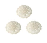 Syfunlv Manteles individuales de ganchillo, redondos, de encaje, de algodón, hechos a mano, de encaje, posavasos, para mesa, 3 unidades (beis, 50 cm)