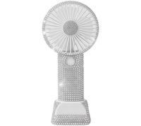Syglawnd Abanico de maquillaje Bling de mano recargable para maquillaje de novia, plateado, refrigeración USB silenciosa con 3 velocidades