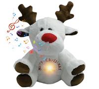 Syglawnd Animal de Peluche Que Respira, Peluche Que Respira, de Reno Relleno Iluminado de 12 Pulgadas con canción de Cuna, 4 Engranajes, Alivio de la ansiedad, Relajante y tierno Navidad, Estilo 1