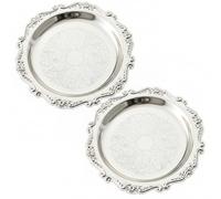 Syglawnd Bandeja de Plata, Bandeja de Plata, 2 Piezas, de Metal de 7, 9 Pulgadas, porción Decorativa Vintage para refrigerios, Postres de Frutas