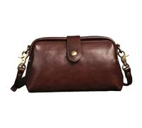Syglawnd Bolso de cuero para médico PU Vintage café para mujer, bolso cruzado de hombro Retro con hebilla y correa ajustable
