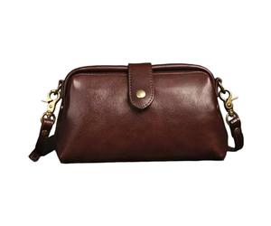 Syglawnd Bolso de hombro vintage, bolso de médico de cuero, de doctor de café vintage de PU con hebilla y correa ajustable, retro cruzado/hombro para mujer