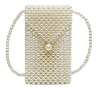 Syglawnd Bolso de perlas, bolso de perlas, de lujo con cadena, bandolera de hombro para fiesta