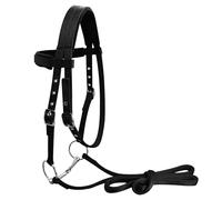 Syglawnd Cabestro, Cabestro para Caballo Negro Engrosado Ajustable con Herrajes Cromados Caballo Acolchado para 1, 45 a 1, 6 Metros/57 a 63 (Grande), Cuerda