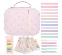 Syglawnd Estuche Bíblico para Mujer Kit Bíblico de Gran Capacidad para Estudio, 8.9x11.4x3.2 Pulgadas, con Mango, Pestañas, Bolígrafos, Resaltadores de Notas Adhesivas, Estilo 1