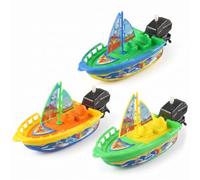 Syglawnd Juguetes acuáticos para niños pequeños, Barcos de Juguete Coloridos de Cuerda de 3 Piezas, Juguetes para bañera