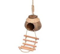 SYH&AQYE 2 Piezas de Piel de Coco con Escalera, cabaña Nido de pájaro de Coco con Escalera, Nido de cría de cáscara de pájaro de Coco for Loro, Periquito, agapornis, pinzón, Canario
