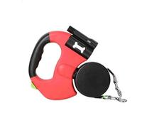 SYH&AQYE Correa for Perros Doble Retráctil 3M, Banda de Nailon Sin Enredos de 360°, con Linterna LED, Linterna Recargable for Caminar con 2 Perros, Bloqueo con Un Toque(Rojo)