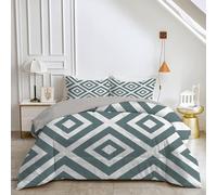 SYHIEGO - Edredón de 240 x 260 cm, diseño abstracto con estampado geométrico, edredón de 4 estaciones, cama para 2 personas, 240 x 260 cm, 2 fundas de almohada de 65 x 65, reversible edredón sin funda