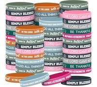 Syhood 200 pulseras religiosas de silicona a granel, pulseras de goma con versículos bíblicos, pulseras espirituales inspiradoras para hombres, mujeres, niños, adolescentes, regalos de fiesta (color