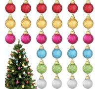 Syhood 36 Adornos Navideños Pequeños Mini Bolas de Purpurina Decoraciones de Espuma Multicolores Colgantes de 2,5 cm Mini Adornos de Árbol de Navidad Suministros de Fiesta (Colores Surtidos)