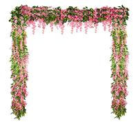 Syhood 4 Guirnaldas de Glicina Artificiales de Boda de 26 Feet Vid de Glicina de Seda de Flor Artificial Vid de Glicina Artificial Guirnalda de Glicina Falsa Flor Colgante para Hogar Jardín (Rosa)