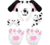 Syhood 5 Pcs Disfraces de Perro Incluye Diadema de Orejas de Perro Pajarita Cola de Nariz Guantes de Pata de Cachorro Accesorios de Disfraz de Animal para Carnaval (Estilo lindo, Estilo sencillo)