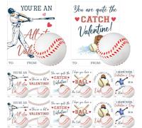 Syhood Juego de 36 tarjetas temáticas deportivas de béisbol para el día de San Valentín y bolas de estrés de espuma para niños, día de San Valentín, intercambio de aula, premios escolares y eventos,